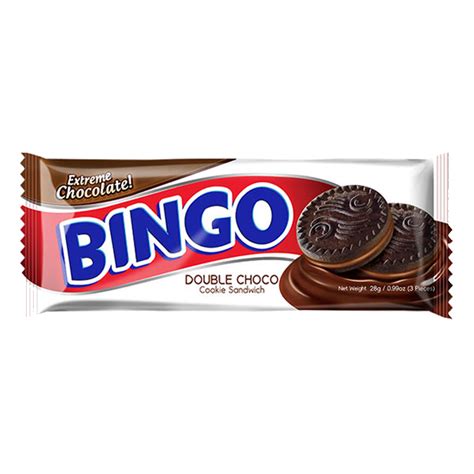BINGO DOUBLE CHOCO SANDWICH COOKIES .